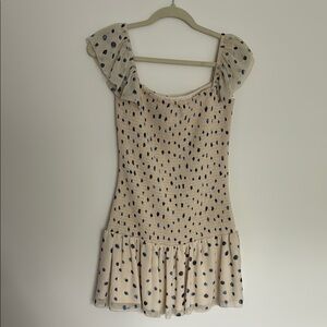 Wilfred Cream and Black Polka Dot Mini Dress
